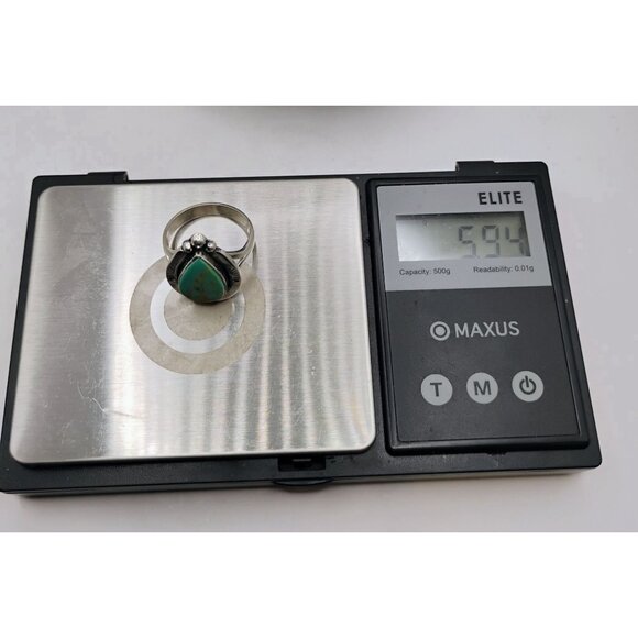 Horseshoe Naja Shaped Sterling Silver Ring w/Green Matrix Turquoise Stone Size 8 - Picture 6 of 6